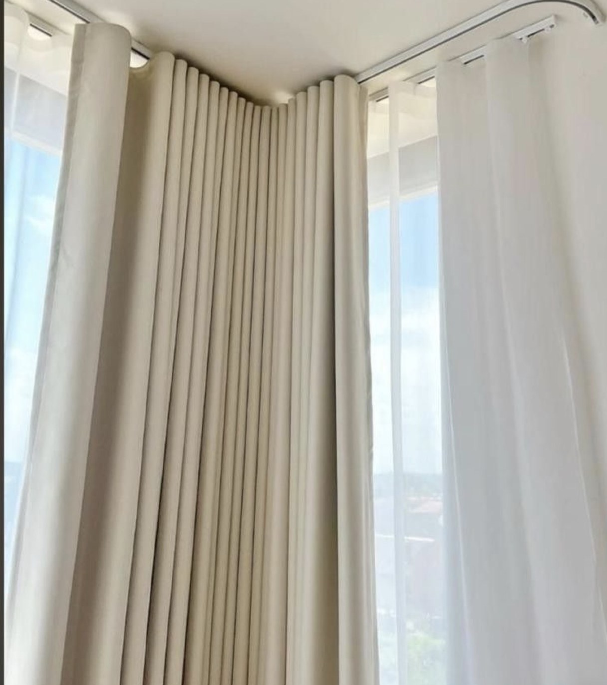 Corner Ripplefold Drapery with Sheers